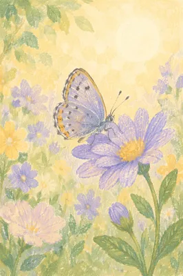 Butterfly Resting on Dewy Garden Flower