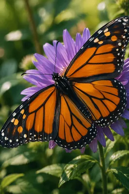 Orange Butterfly on Lavender Garden Flower
