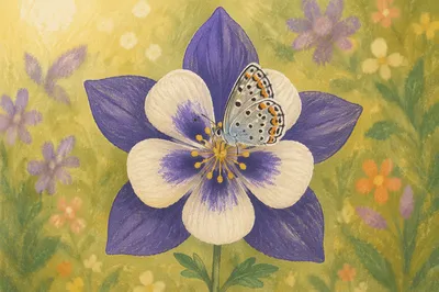 Butterfly on Purple Garden Flower Macro