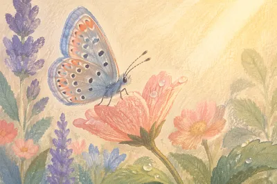 Butterfly Resting on Blooming Garden Flower