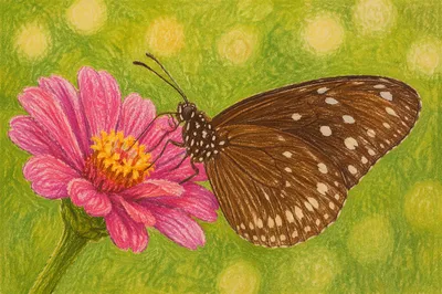 Brown Butterfly on Pink Garden Bloom
