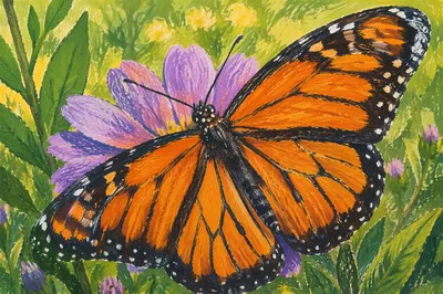 Orange Butterfly on Purple Garden Flower