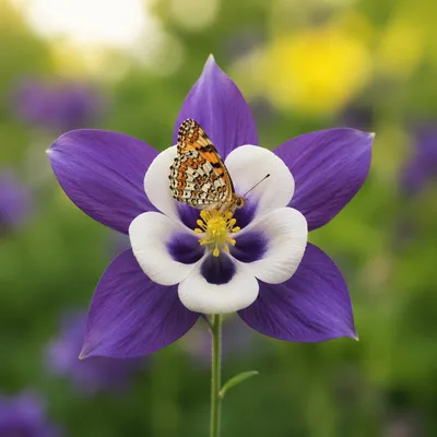 Butterfly Resting on Purple Garden Flower