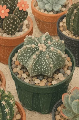 Star Cactus Succulent in Green Pot