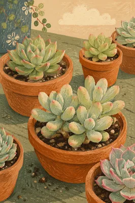 Potted Succulent Collection on Green Patio