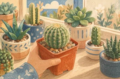 Sunlit Cactus and Succulent Windowsill Collection