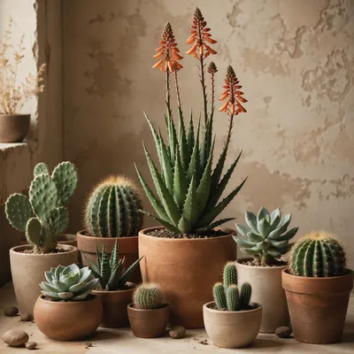Potted Cactus Succulent Botanical Still Life