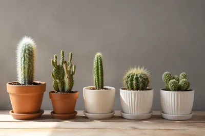 Minimalist Potted Cactus Succulent Row