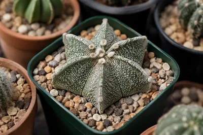 Star Cactus Succulent in Green Pot