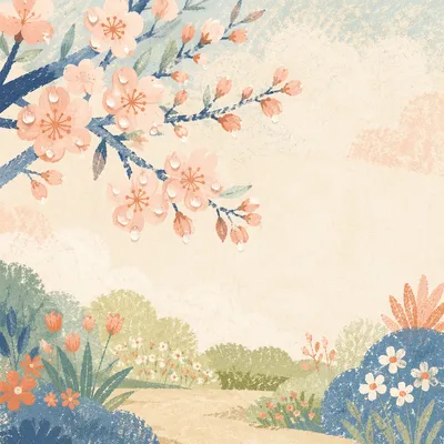 Serene Cherry Blossom Branch in Spring Light