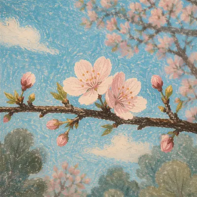 Delicate Cherry Blossom Branch in Spring Light