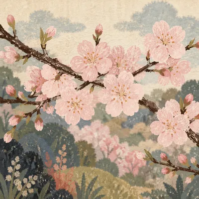 Pale Pink Cherry Blossom Spring Branch