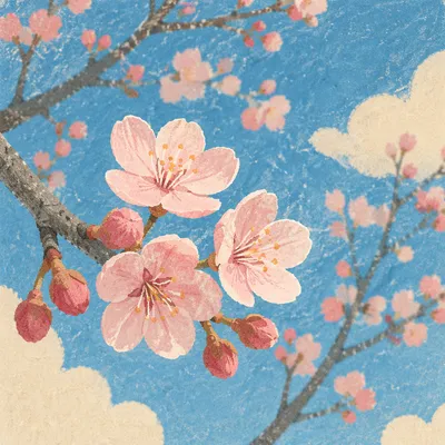 Pink Cherry Blossoms Under Spring Sky