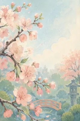 Cherry Blossom Branch in Soft Morning Light
