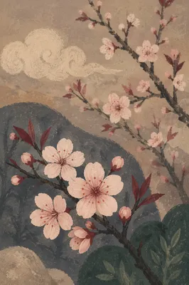 Delicate Cherry Blossom Branch in Spring