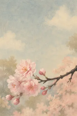 Serene Cherry Blossom Branch in Spring