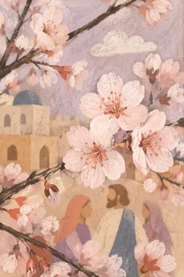 Delicate Pink Cherry Blossom Branches in Spring
