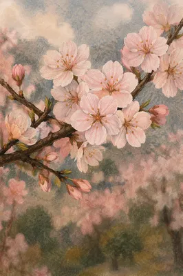 Pink Cherry Blossoms in Gentle Spring Light