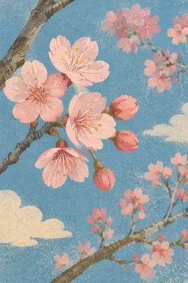 Pink Cherry Blossoms Under Spring Sky