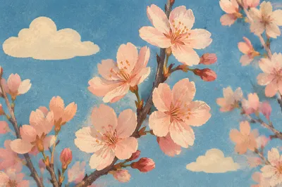 Pale Pink Cherry Blossoms in Spring Light