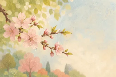 Hopeful Cherry Blossom Branch in Spring
