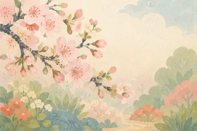 Serene Cherry Blossom Branch in Spring Light