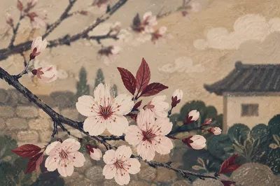 Delicate Cherry Blossom Branch in Spring