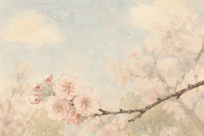 Serene Cherry Blossom Branch in Spring
