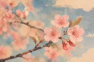 Soft Pink Cherry Blossom Spring Branch