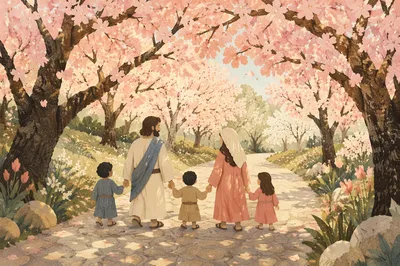 Pink Cherry Blossom Path in Spring