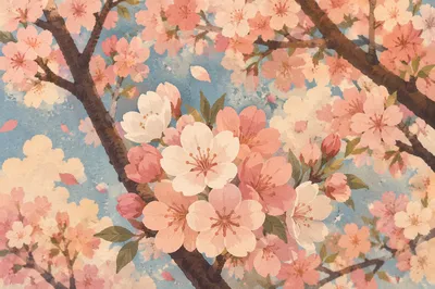Soft Pink Cherry Blossoms in Spring Light