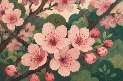 Pink Cherry Blossoms in Gentle Spring Light