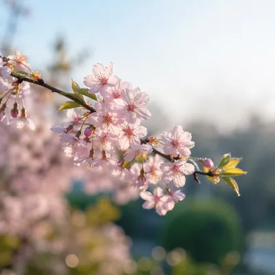 Cherry Blossom Branch in Soft Morning Light