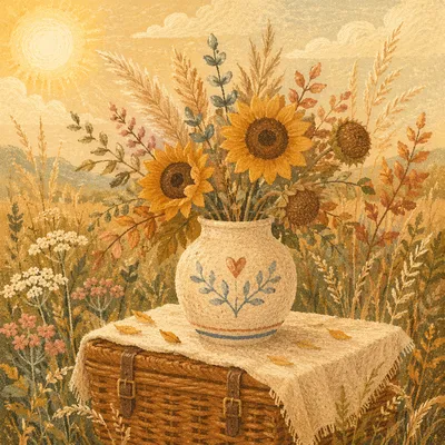 Boho Dried Flowers in Meadow Light