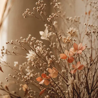 Boho Dried Flowers in Warm Neutral Light