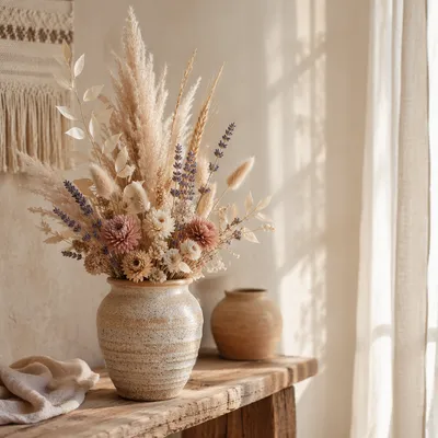 Boho Natural Dried Flower Vase Arrangement