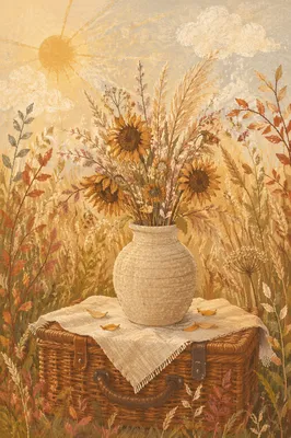 Boho Dried Flowers in Meadow Light