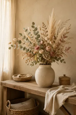 Boho Natural Dried Flower Vase Arrangement