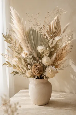 Boho Dried Flower Arrangement in Neutral Tones
