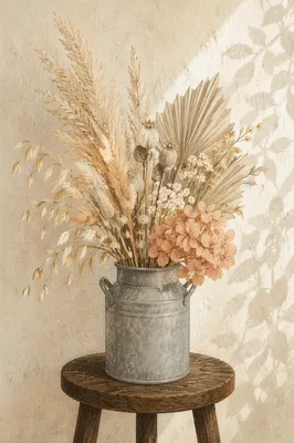 Boho Dried Flower Vase Still Life