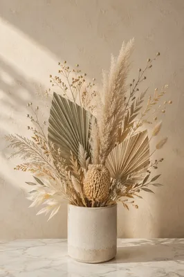 Boho Dried Flower Vase on Marble