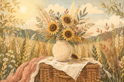 Boho Dried Flowers in Meadow Light