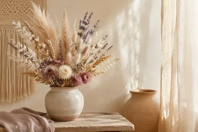 Boho Natural Dried Flower Vase Arrangement