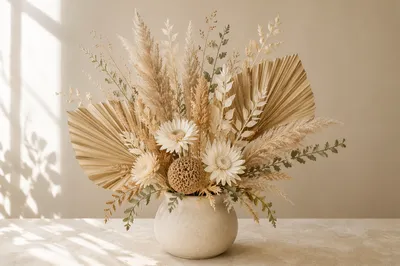 Boho Dried Flower Arrangement in Neutral Tones