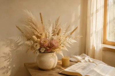 Boho Dried Flowers in Prayer Nook