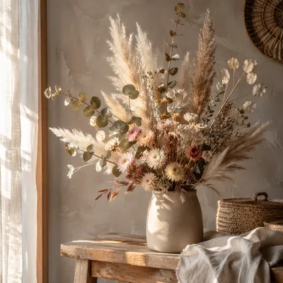 Boho Natural Dried Flower Vase Arrangement