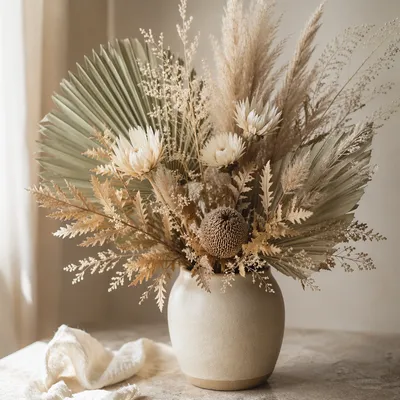 Boho Dried Flower Arrangement in Neutral Tones