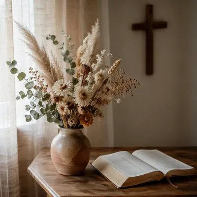 Boho Dried Flowers in Morning Prayer Corner