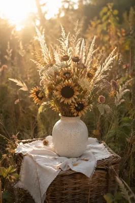 Boho Dried Flowers in Meadow Light