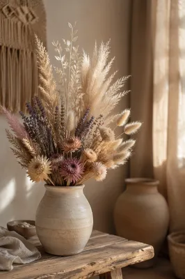 Boho Natural Dried Flower Vase Arrangement